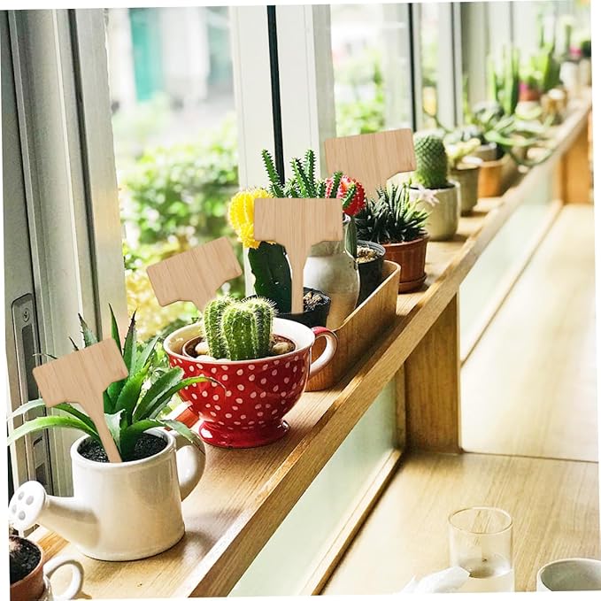 Mipcase 20pcs Thicken Label Signs t Shape Mini Plant Ornaments for Garden and Nursery Color Plaques for Easy Plant Tracking