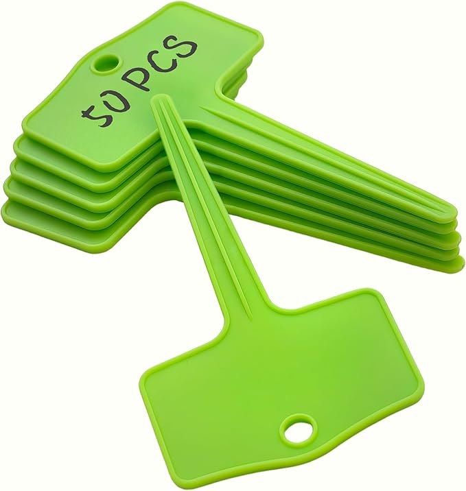 50pcs Plastic Plant T-Type Labels Garden Stake Markers Waterproof Plant Tags for Outdoor (Green)
