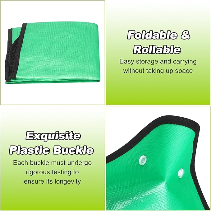 HARFINGTON Repotting Mat 26" x 26" PE Cloth Waterproof Plant Repotting Mat Foldable Portable Gardening Potting Tray with Plastic Buckle for Indoor Plant Change Soil Watering, Green