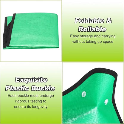 HARFINGTON Repotting Mat 26" x 26" PE Cloth Waterproof Plant Repotting Mat Foldable Portable Gardening Potting Tray with Plastic Buckle for Indoor Plant Change Soil Watering, Green