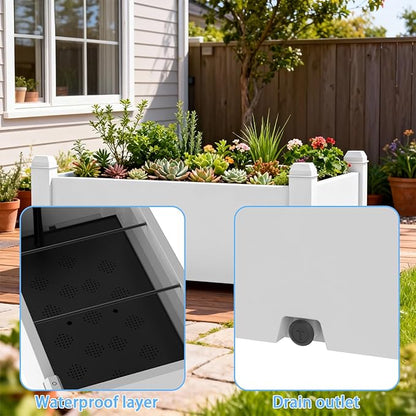 EasyUp Horticulture Garden Bed with Drainage Plug, Divisible Resin Planter Box for Backyard, Patio, Balcony, with 4 Legs(Ashen,30.04 * 17.72 * 12.6)