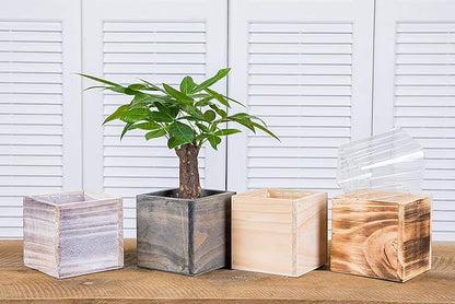 Clear Plastic Liners for Wood Boxes (4”x 4.75”) l Inserts for Planters (Sell in Pack of 12) (to fit Square 5" Planter) (L050505)