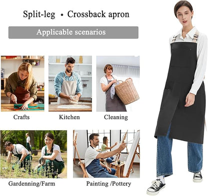 Pottery Apron Split Leg Waterproof Unisex Crossback Apron with Large Pockets