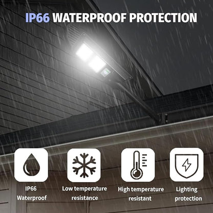 10000LM Solar Street Lights Outdoor Waterproof, 6000K Solar Flood Lights with Motion Sensor and Remote Control for Garden, Yard, Garage, Backyard (2 Pack)