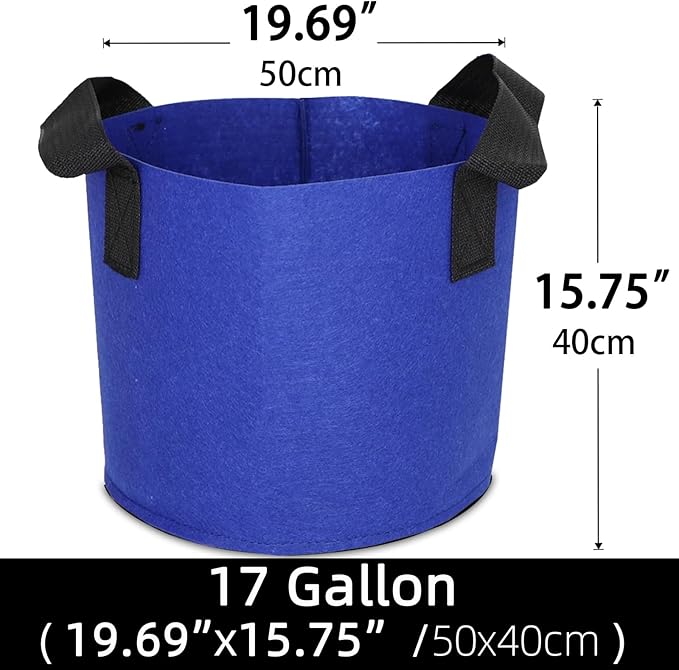 Grow Bags,Growing Pot Bags Garden Grow Bag Indoor Outdoor Fabric Aeration Plant Pot Container Flower Vegetable Pouch (Dark Blue,17Gallon)