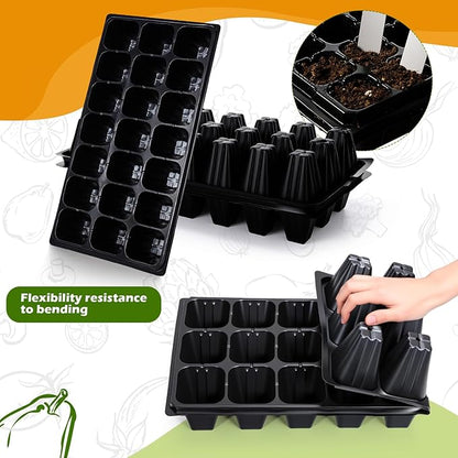 Yinder 20 Pcs Seed Starting Trays with Dome 21 Cells Plug Trays and 1020 Tray No Holes with 100 Pcs Tags Seed Starter Kit for Nursery Germination Plant Propagation