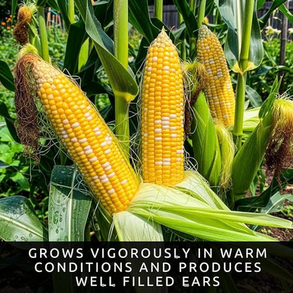 Peaches and Cream Sweet Corn Seeds (250+ Seeds) – Bicolor Yellow and White Kernels, Sugary Enhanced Hybrid for Home Gardens, Tender Sweet Flavor, Summer Harvest Vegetable Seed