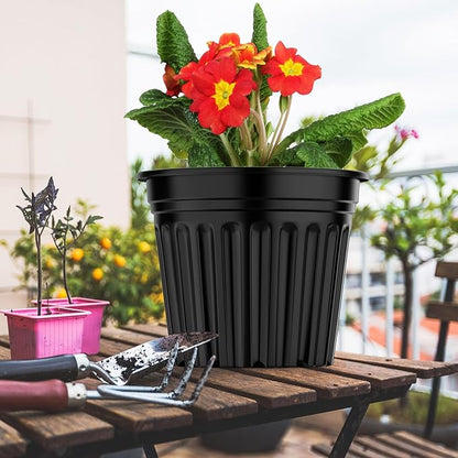 24 Pcs 5 Gallon Planter Nursery Pots, Seed Starting Pot Plastic Flower Seedling Pots with Drainage Holes Flexible Plant Container for Indoor Outdoor Garden Lawn Yard Plants Seedlings (24, 5 Gallon)