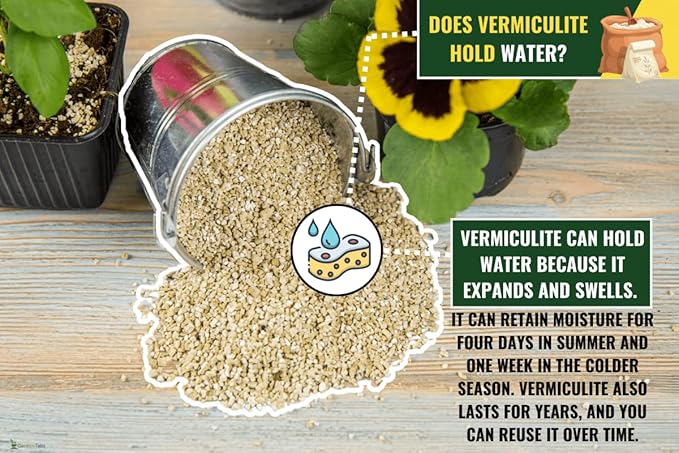 Gardenera Horticultural Organic Vermiculite - Medium Grade - Natural Soil Additive for Potted Plants - Orchids - Hydroponics - Terrariums (5 Quart)