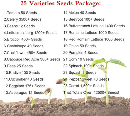 12500+ Seeds Vegetable Fruit Seeds Emergency-Survival Garden Food Outdoor LivingOutdoor Living (25 Variety)