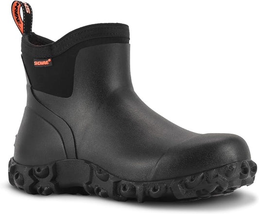 Showave Men's Ankle Rain Boots Waterproof Rubber Garden Boots Durable Slip on Rain Shoes for Outdoor Mud Yard Chore