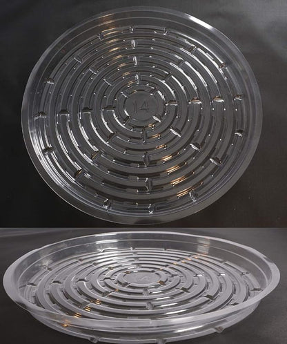 HORTIPOTS Clear Plant Saucer 14 inch Plastic Pot Saucers (Pack of 10) Actual Size is only 13 inch with Plant Stake Labels
