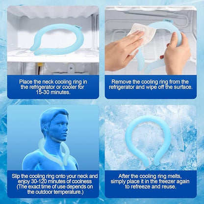 Neck Cooling Tube with Cold Insulated Bag,Reusable 18℃/64℉ Ice Neck Ring Wearable Body Cooler Products for Summer (Blue)
