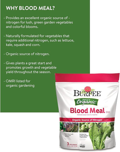 Burpee 4lb Organic Plant Food + 3lb Organic Blood Meal Fertilizer Bundle for Vegetable Garden, Flower Garden & Seed Starting