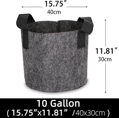 Grow Bags,Growing Pot Bags Garden Grow Bag Indoor Outdoor Fabric Aeration Plant Pot Container Flower Vegetable Pouch (Dark Gray,10Gallon)