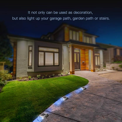 JIGUOOR Solar Deck Lights LED Driveway Lights Solar Powered Dock Light Outdoor IP68 Waterproof Road Markers for Step Sidewalk Stair Boat Garden Ground Pathway Yard (Blue, 14 Pack)