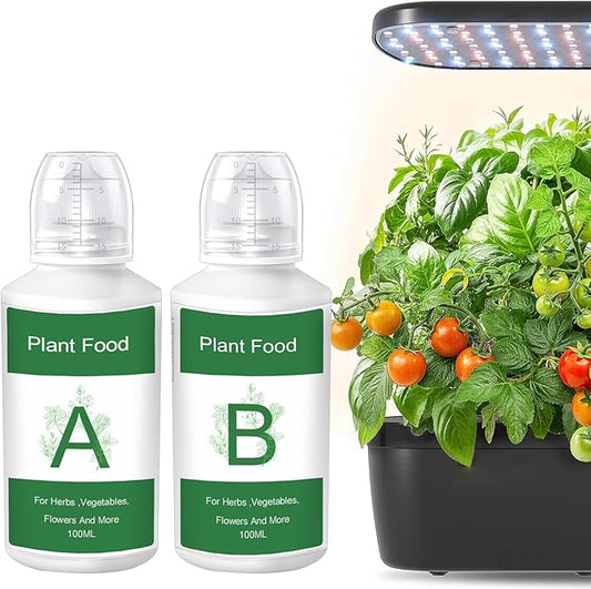 200ML Plant Food Hydroponic Nutrients Compatible with Hydroponics Growing System, Indoor Plant Food A and B All-Purpose Concentrated Indoor Fertilizer for Plants Germination, Lettuce, Mint, Herb