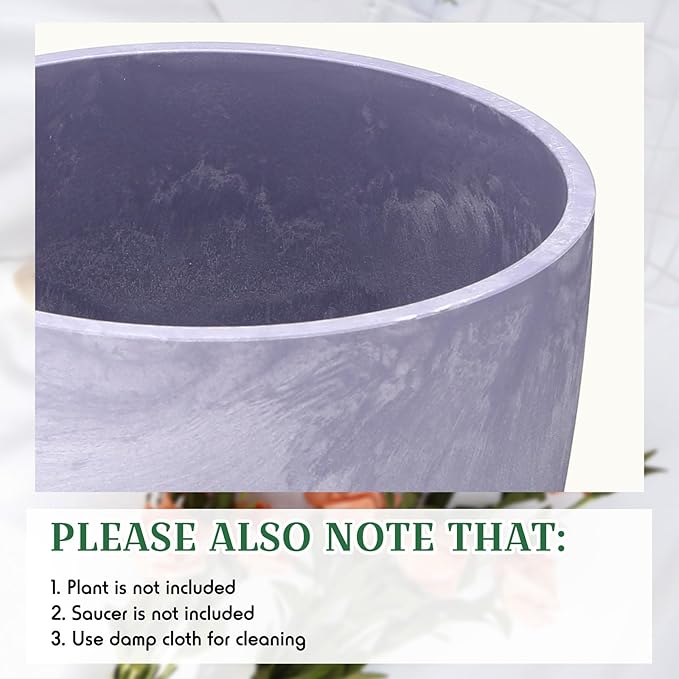 5 Pack Flower Pots 5 Inch Outdoor Plant Pots for Indoor Marble Pattern Plastic Tree Planters with Drainage Holes Gardening Gifts for Patio Home Garden Desk Decoration