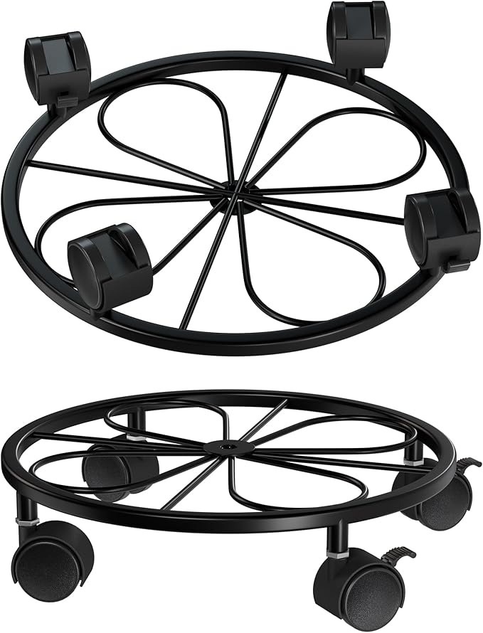 2 Pack Rolling Plant Stands with Wheels - 10.24" Plant Caddy, 360 °Rotatable and Lockable Plant Rollers, 80LB Weight Capacity, Plant Tray with Casters for Indoor Outdoor Wine Cellar.