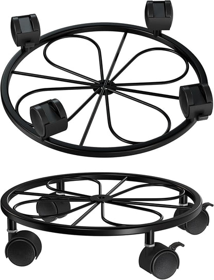 2 Pack Rolling Plant Stands with Wheels - 10.24" Plant Caddy, 360 °Rotatable and Lockable Plant Rollers, 80LB Weight Capacity, Plant Tray with Casters for Indoor Outdoor Wine Cellar.