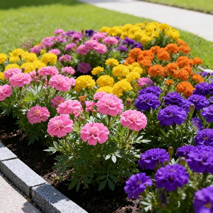 Marigold Seeds (280PCS) - Non-GMO Cold & Drought Tolerant Flowers, Vibrant Colors & Long Blooming Period for Yard