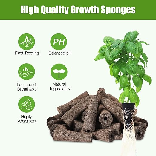 105 Pcs Grow Sponges and Hydroponics Plant Food Compatible with Aero Garden and All Brands - Seed Pods Lables and Indoor Plant Fertilizer for Indoor Garden Hydroponics Growing System