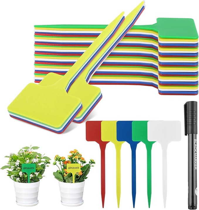 Greaner Multicolor Garden Plant Markers, 6 Inch Plant Markers and Labels for Outdoor Garden, Waterproof, Plant Label Stakes (50 PCS, 5.5x15cm)