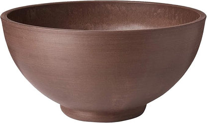 PSW Pot Collection 15x8 inch Plastic/Stone/Wood Composite Square Planter – No Drainage Hole (Drillable), Simplicity Bowl, Chocolate