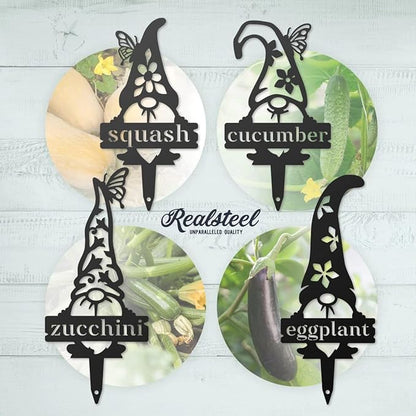 RealSteel Gnome Plant Markers Metal Garden Stakes | Outdoor Garden Labels & Plant Tags for Vegetables & Herbs | Decorative Yard & Raised Bed Garden Signs | Gardening Gift | Made in USA - (Parsley)