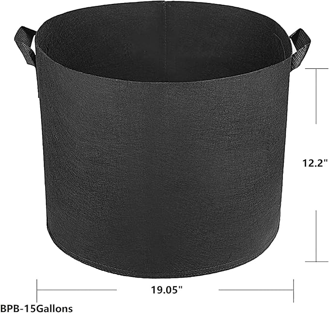 2 pcs 15 Gallons Nonwoven Plant Grow Bags with Handles, Heavy Duty and Best air permeablity for Flowers, Fruit Trees, Vegetables, Garden Plants