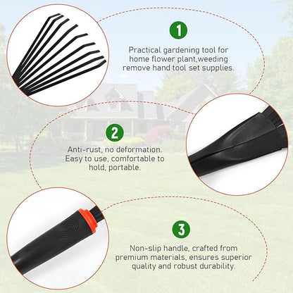 Small Hand Rakes, Garden Stainless Steel Hand Rake Soil Tiller, Garden Sweep Yard Flower Beds Tool
