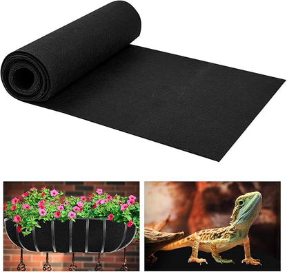 16 x 120 Inch Felt Planter Liner Roll Non-Woven Fabric Coconut Basket Liner Alternative Plant Liner Roll Black Coco Liners Roll Replacement Easy to Cut for Planter Hanging Flower Basket Window Box