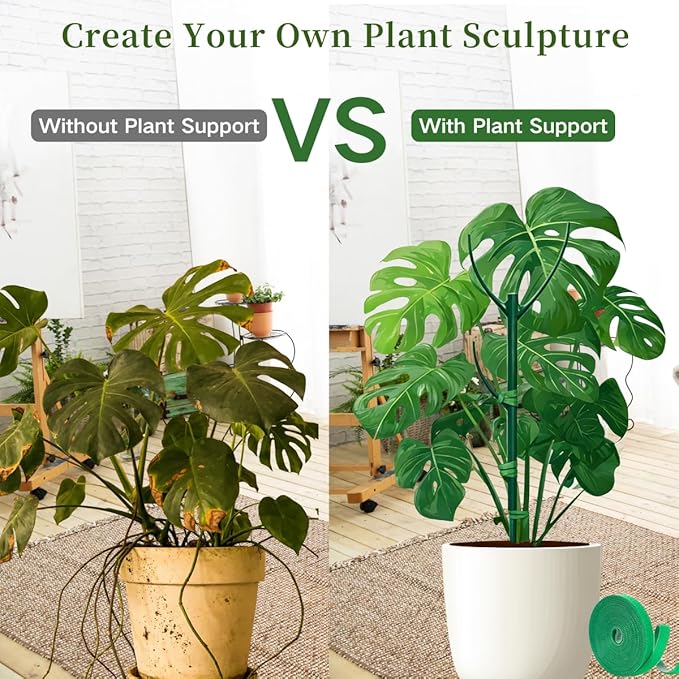 5 Pack Monstera Plant Support, 38inch Stackable Plant Stakes with 20Pcs Clips & 1Pcs Ties, Alternative to Moss Pole Plants Sticks Structures for Climbing Indoor Outdoor Potted Plants
