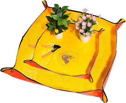 2Pcs Portable Repotting Mat Suitable for Plant Transplanting and Potting Soil Easy to Store Leak-Proof and Waterproof Design The Best Gift for Gardening Enthusiasts 26" x 26" and 39.5" X 39.5"