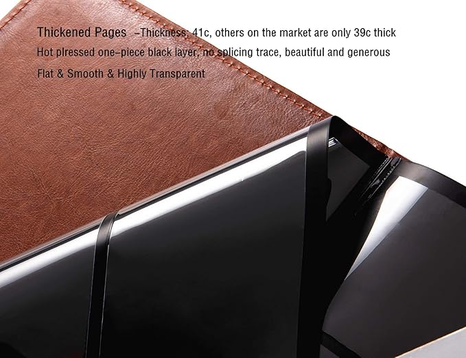 Ettonsun Leather 60-Pocket Paper Money Album Currency Holders for Collectors Collection Supplies Holder Book for Travel Bill Banknote Stamp Storage Display with 10 Collecting Pages (Brown)