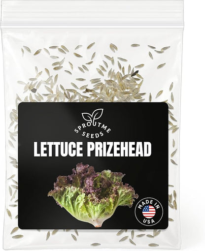 Lettuce Prizehead Seeds for Planting – 500+ Non-GMO Heirloom Crisp Red-Tinged Leaf Lettuce, Cut and Come Again, High Germination (Lactuca Sativa)