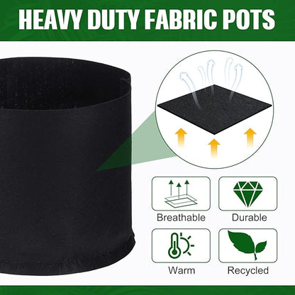 Zubebe 60 Pack Plant Grow Bags Bulk Garden Bags Aeration Grow Pots Heavy Duty Thickened Nonwoven Fabric Plant Pots Black Planting Container for Potato Tomato Vegetable Flower Fruits (3 Gallon)