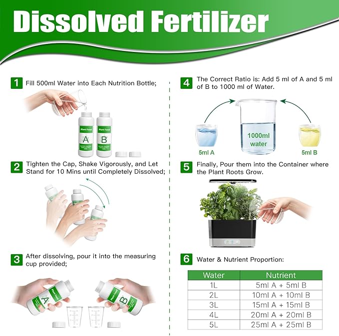 1000ml Hydroponic Plant Food Nutrients，Indoor Herb Hydroponics Growing System General Plant Food A and B Fit for Vegetables Fruits Flowers