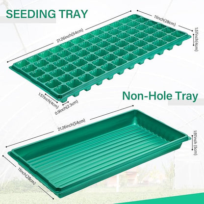 10 Pcs Seed Starter Kit 72 Cell Seedling Starting Trays and 1020 Trays No Holes Plant Growing Nursery Pots for Gardening Germination Propagation (Green)