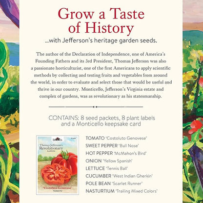 Burpee 'Thomas Jefferson’s Revolutionary Garden' Seed Collection – 8 Heritage Vegetable & Flower Varieties with Plant Labels & Monticello Keepsake Card