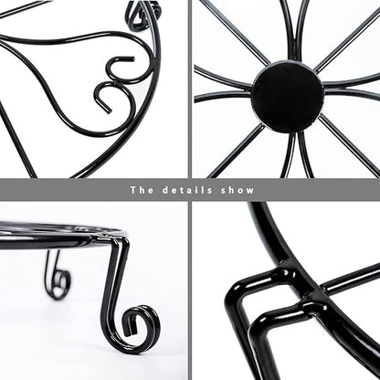 1 pack 10"-12" Metal Plant Stand Outdoor, for Flower Pot Heavy Duty Potted Holder Round Wrought Rustproof Iron Planter Stand, plant Stands Indoor Clearance and Outdoor patio - 12 Inches Black