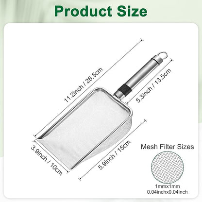 1-Pack Gardening Soil Sifter, 1 mm Mesh Stainless Steel Sand Soil Compost Sieve with Stainless Steel Handle for Sand/Dirt/Rock Compost [Silver Tone]