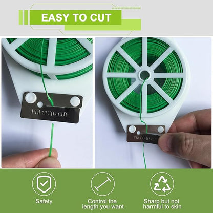 656ft/200m Twist Ties for Plants, Garden Twine for Climbing Plants & Outdoor Use, UV Resistant Plant Ties with Cutter, Garden Wire/String/Ties for Vines, Shrubs, Home & Office Organizing