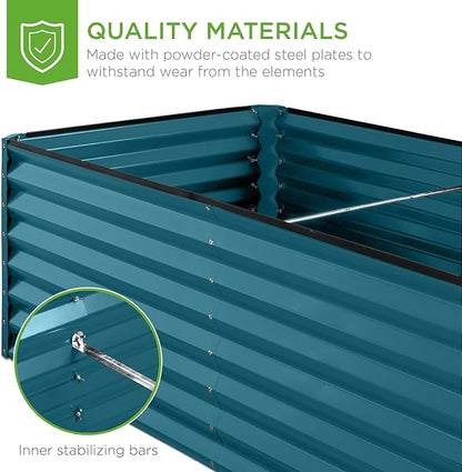 Best Choice Products 6x3x2ft Outdoor Metal Raised Garden Bed, Deep Root Box Planter for Vegetables, Flowers, Herbs, 269 Gallon Capacity, 100% Non Toxic Materials - Peacock Blue