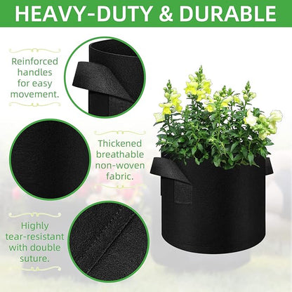 LITLANDSTAR 30 Pack 5 Gallon Plant Grow Bags, Breathable Felt Non-Woven Aeration Fabric Plant Grow Pots, Garden Planting Containers for Nursery Vegetable Flower Grow Bags with Handles (11.8x9.8inch)