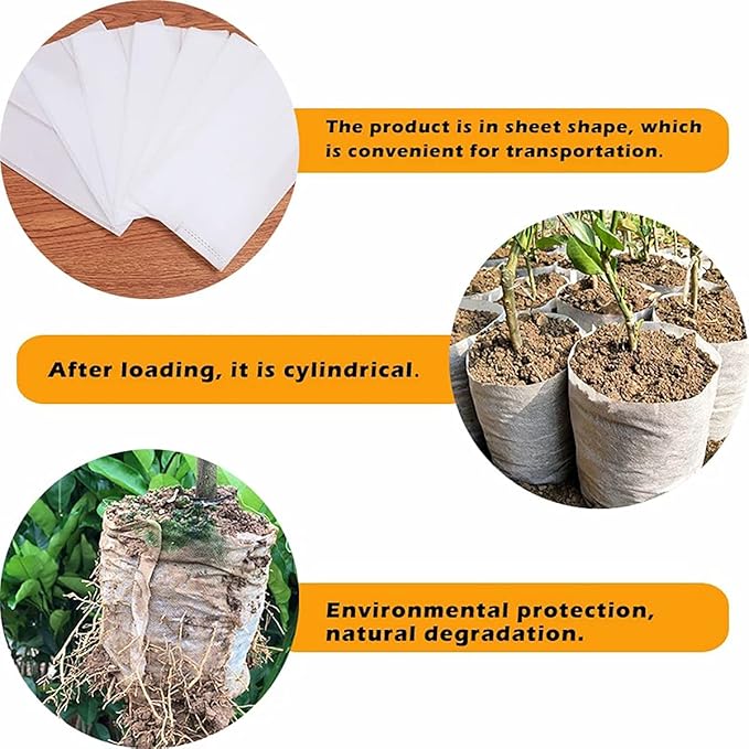 100PCS Plant Grow Bags, Non-Woven Plant Nursery Bags Fabric Seedling Pots for Garden