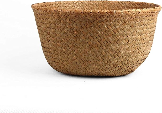 Woven Seagrass Belly Basket for Storage Plant Pot and Laundry, Picnic and Grocery Basket (Medium, Original)