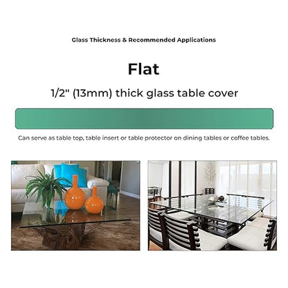 Custom Cut Glass 1/2" Thick - Clear Tempered Cut to Size - Square Replacement Glass for Table Tops, Shelves, Windows with Flat Edge by Fab Glass and Mirror