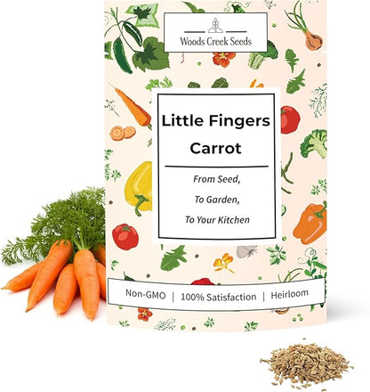 Little Finger Carrot Seeds for Planting – Heirloom, Non-GMO Baby Carrot Seeds, Small Sweet Carrots for Home Gardens & Containers | Woods Creek Seeds