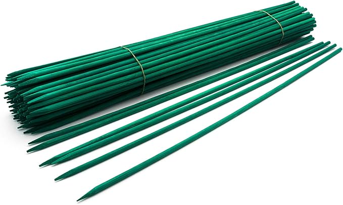 Royal Imports Green Wood Plant Stake, Bamboo Floral Gardening Sturdy Support Picks, Wooden Sign Posting Potted Garden Orchid Sticks (12 Inch - 100 Pcs)